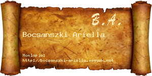 Bocsanszki Ariella névjegykártya